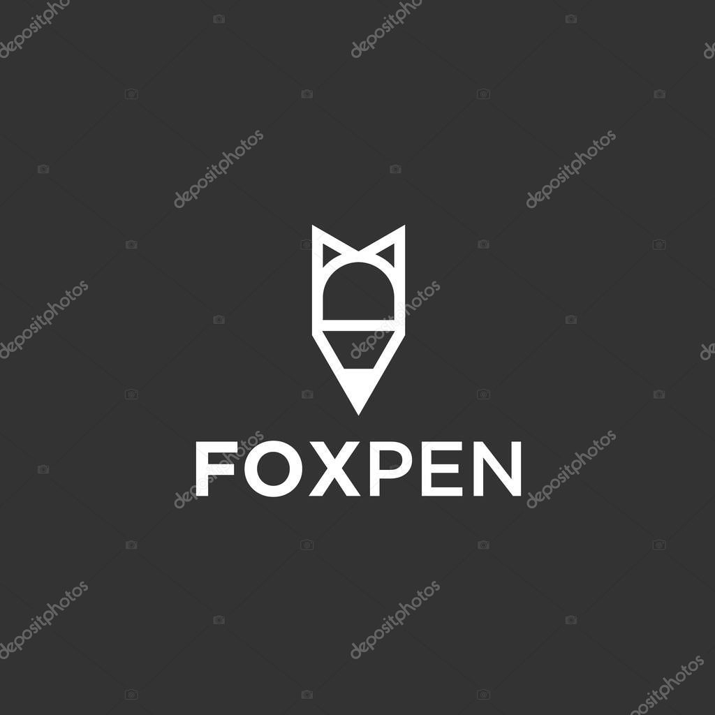 Pencil fox logo design vector illustration