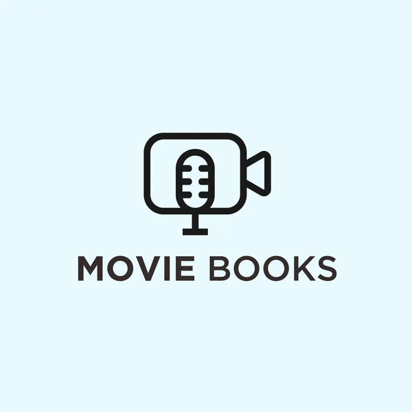Podcast Movie Logo Design Vector Illustration — Vetor de Stock