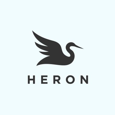 flying heron logo design vector illustration