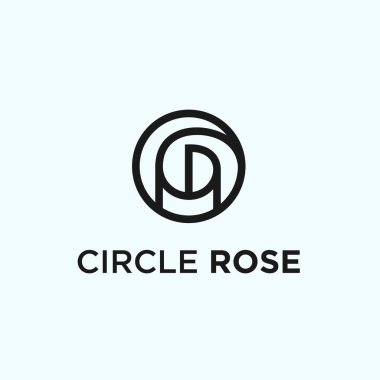 rose flower with circle logo design vector illustration