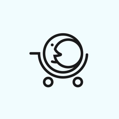 moon combination with cart logo design vector illustration