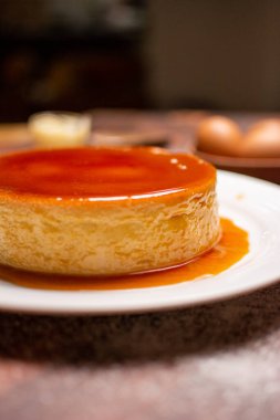 Flan. Quesillo. Creme brulee. Milk and egg dessert. Egg tart. Dessert. Candy.