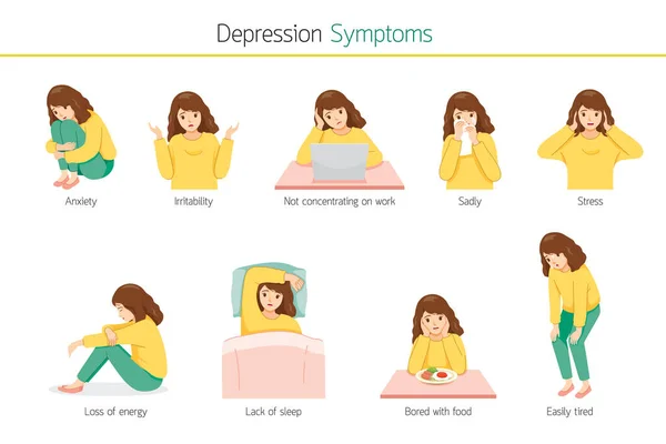 Infographic Van Depressiesymptomen Bij Vrouwen Rechtenvrije Stockvectors