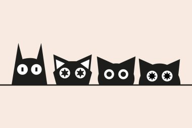 Holiday Poster World Cat Day. International cat day design vector illustration. Cute illustration with cat faces. Happy meow day. 8 august