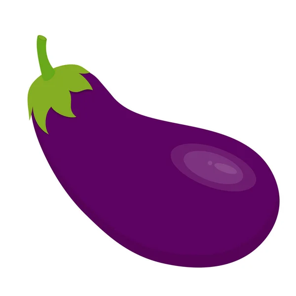 Eggplant Vegetable Icon Isolated White Background Aubergine Vegetable Vector Purple — ストックベクタ