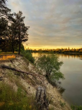 beautiful sunset on the river.Ukraine