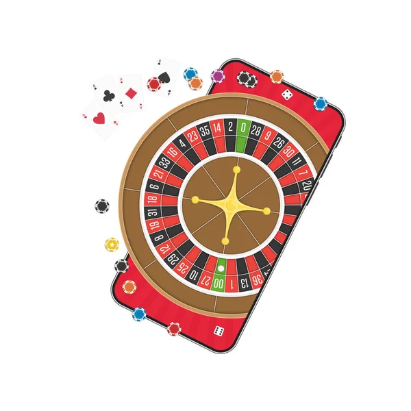 Casino online telefone inteligente. — Vetor de Stock