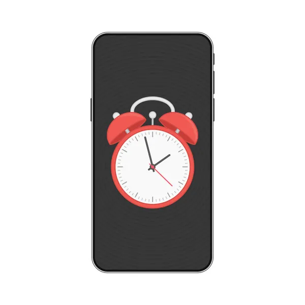Reloj despertador en la pantalla del smartphone . — Vector de stock