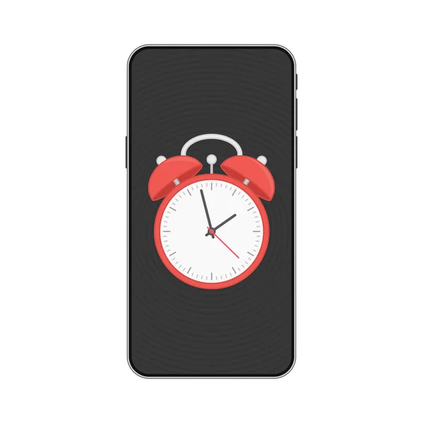 Reloj despertador en la pantalla del smartphone . Ilustraciones De Stock Sin Royalties Gratis