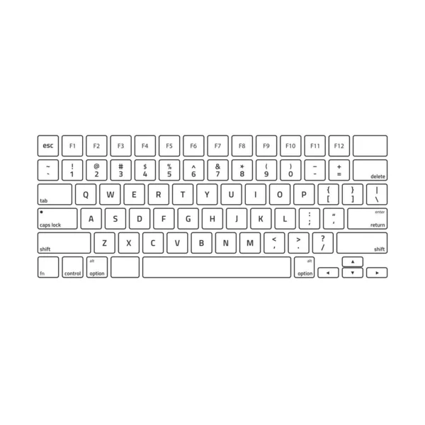 Trazo de teclado negro QWERTY . — Vector de stock