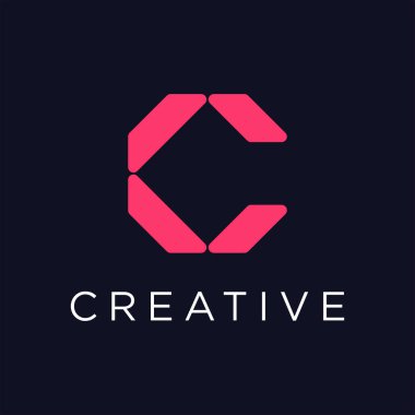 C harfi logo tasarım şablonu elementleri