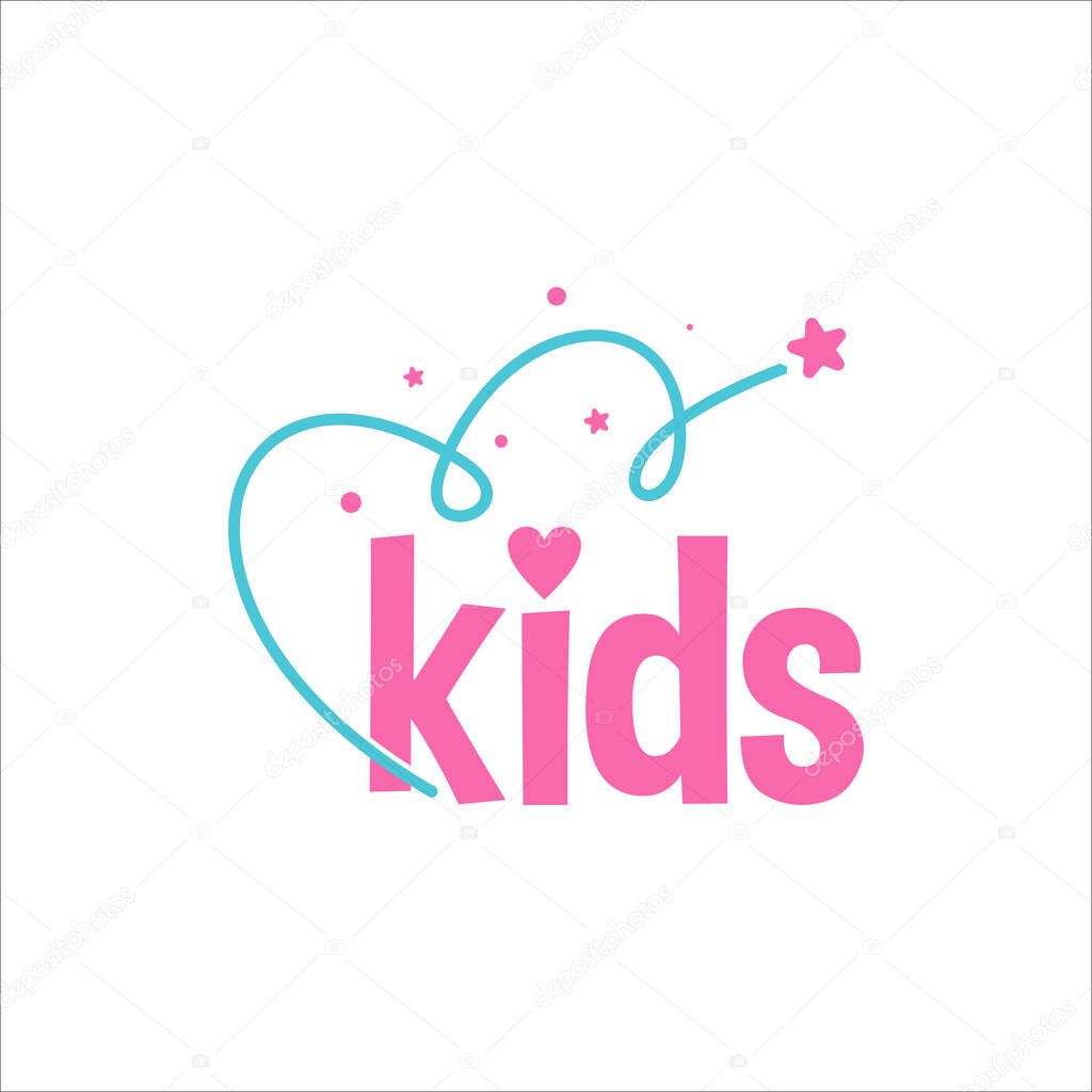 Kids Text Logo Design Template