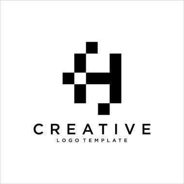 H harfi logo simge tasarım şablonu öğeleri. Soyut vektör simgesi.