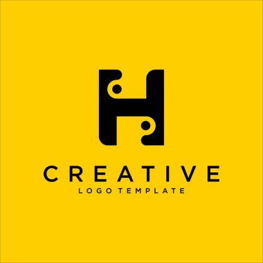 H harfi logo simge tasarım şablonu öğeleri. Soyut vektör simgesi.