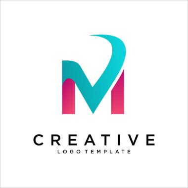 M Harfi Logo Tasarım Şablonu Vektör Elemanı