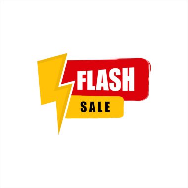 Flash Satış etiketi, afiş tasarım şablonu, uygulama simgesi, vektör çizimi
