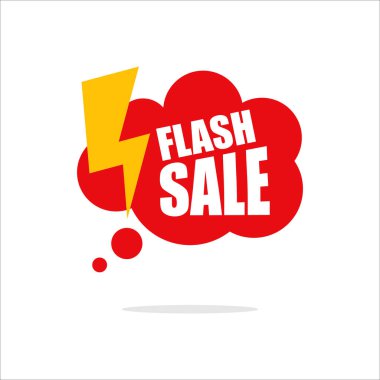 Flash Satış etiketi, afiş tasarım şablonu, uygulama simgesi, vektör çizimi