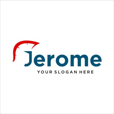 J vektörü logo dizayn şablonlu Spartalı savaşçı gladyatörün negatif uzayı 