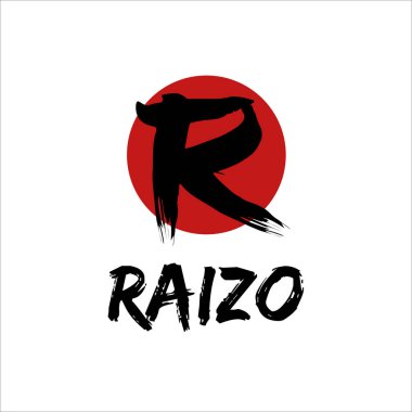 Harf R Fırça Logosu Japon Biçim Vektörü