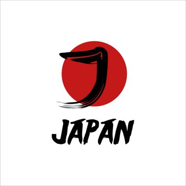 J Harfi Fırça Logosu Japon stili vektör şablonu
