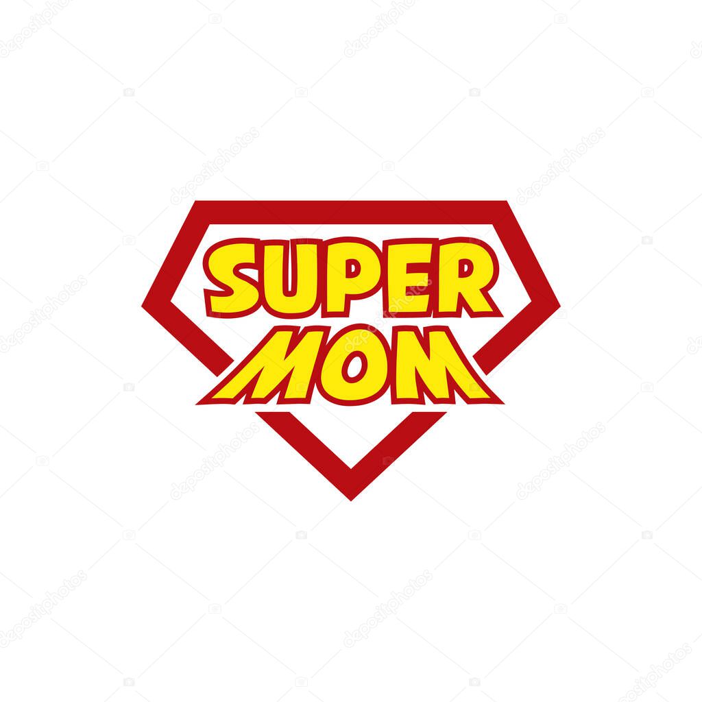 Super mom logo. Mother day concept. superhero