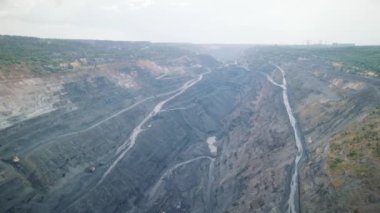 Aerial view of infrastructure of the huge quarry 4K