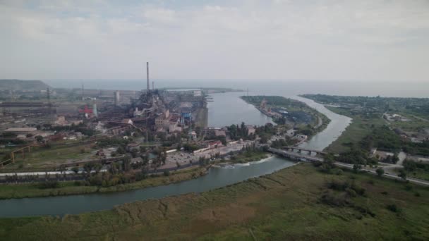 Aerial View Huge Plant Azovstal — Stock videók