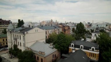 Aerial view of one city's district. Wheel of fortune 4K