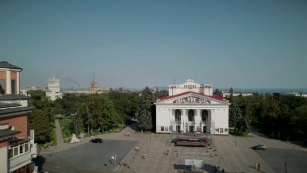 Aerial View Drama Theatre Mariupol Russian Attack Azovstal — Stockvideo