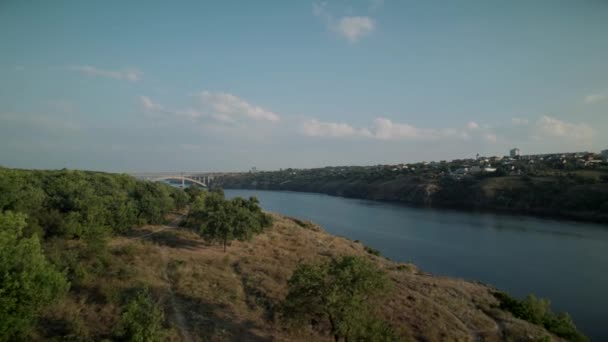 Вид Повітря Острів Гортіца Річку Дніпро — стокове відео
