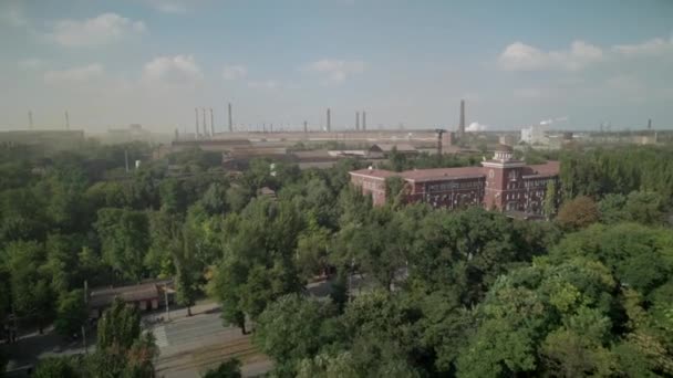 Aerial View Old Abandoned Buildings Big Plant — Stock video