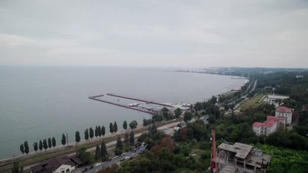 Aerial View Sea Pier Embankment — 비디오