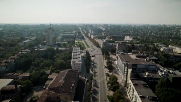 Aerial View City Center Many Beautiful Parks Main Street — Stock video