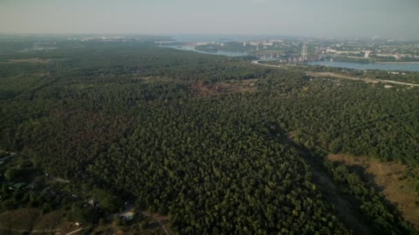 Αεροφωτογραφία Του Πιο Πράσινου Τμήματος Της Πόλης Πολλά Πράσινα Δέντρα — Αρχείο Βίντεο