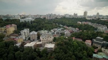 Beautiful aerial view of the historical part of city. Churches 4K