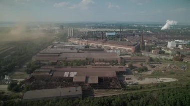 Aerial panorama view of old plant Zapozhstal 4K
