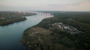 Aerial view of ancient historical place Zoporozhskaya Sich 4K