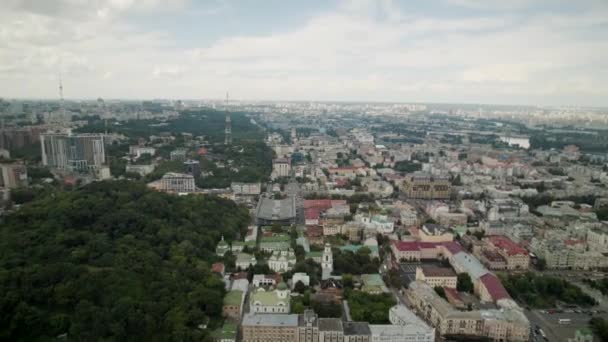 Aerial Panorama View Historical Place Kyiv Podil — Stock videók