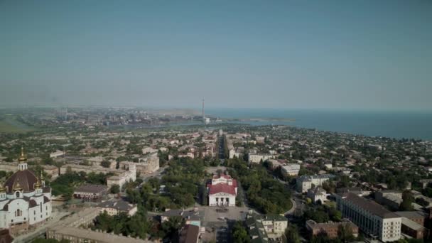 Aerial Top View Drama Theatre Mariupol War 2022 — Stock video