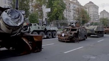 Destroyed and burned russian armored infantry vehicle 