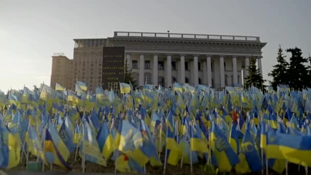 Flags Waving Wind Honor Fallen Soldiers Russian Ukrainian War 2022 — Vídeo de stock