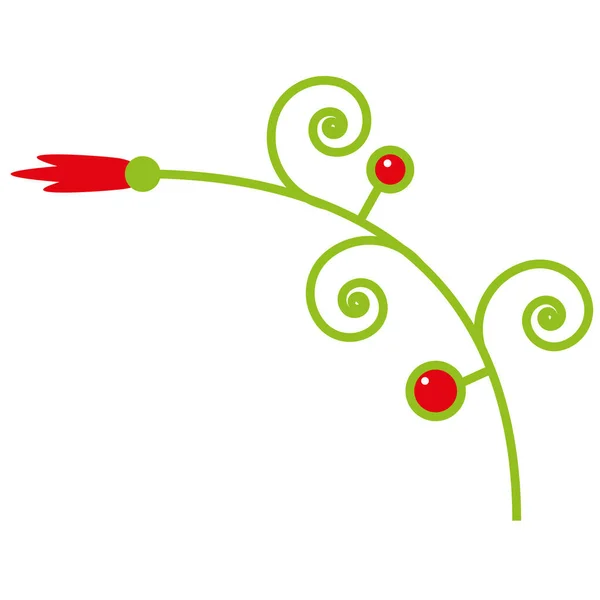 Ornement Fleurs Tourbillons Rouges Verts — Image vectorielle