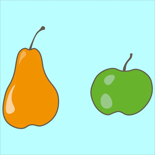 Poire Icônes Pomme Illustration Vectorielle — Image vectorielle