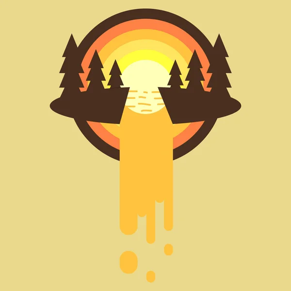 Sea Sunset Forest Vector Illustration — Vector de stock