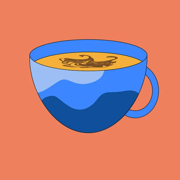 Blue Coffee Cup Vector Illustration — Vettoriale Stock