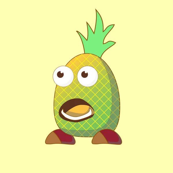 Ananas Cartoon Charakter Vektor Illustration — Stockvektor