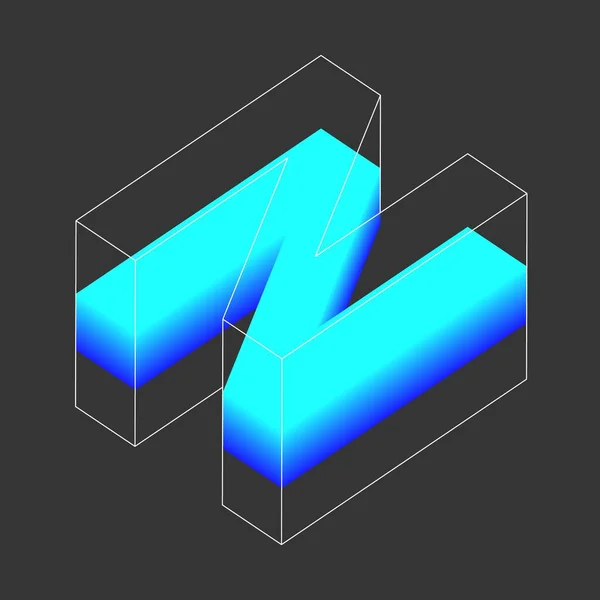 Letter Isometric Neon Vector Illustration — Stok Vektör