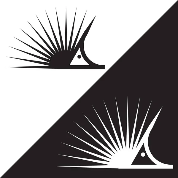 Hedgehog Logo Black White Color Vector Illustration — ストックベクタ
