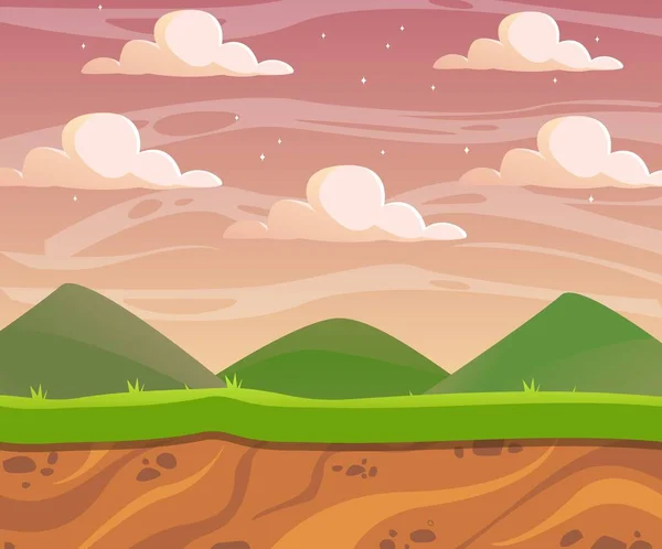 Hills Clouds Landscape Cut Soil Vector Illustration — Vector de stock