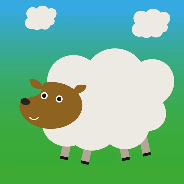 Sheep Ram Clouds Meadow Wool — Vector de stock